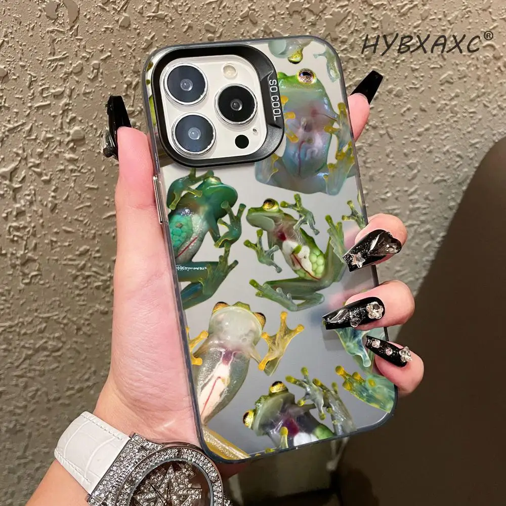 Фото Реалистичный прозрачный чехол для телефона с принтом лягушки для iPhone 17 11 12 13 14 15 16 Pro Max Plus 16E 17 Air, забавный противоударный чехол с животными HYBXAXC №5