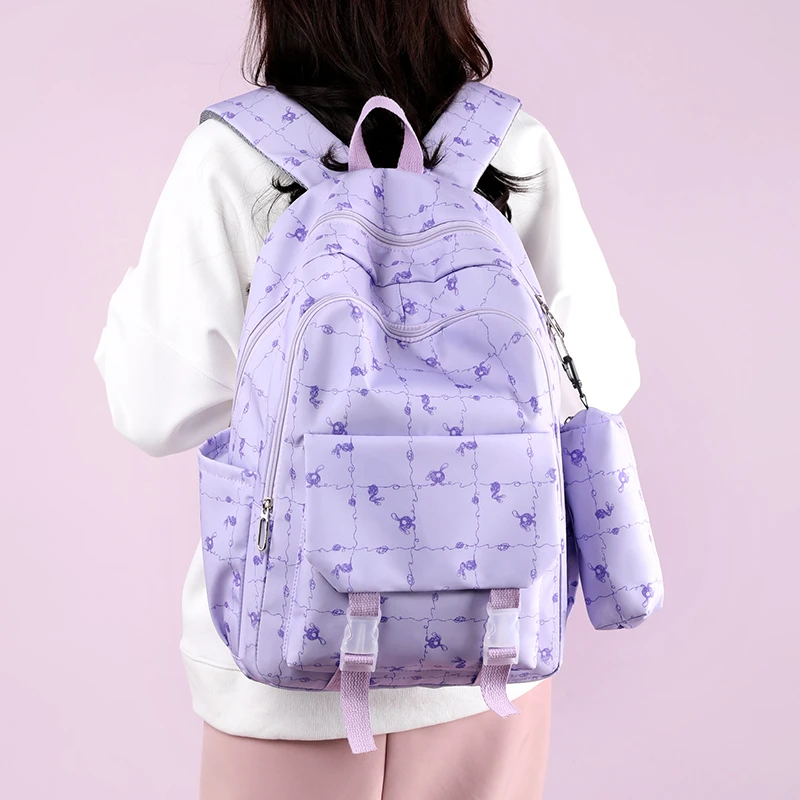 

Fashion Hundred Ladies Large Capacity Student Double Shoulder Schoolbag Simple New Casual Nylon Cloth Travel Storage Backpack