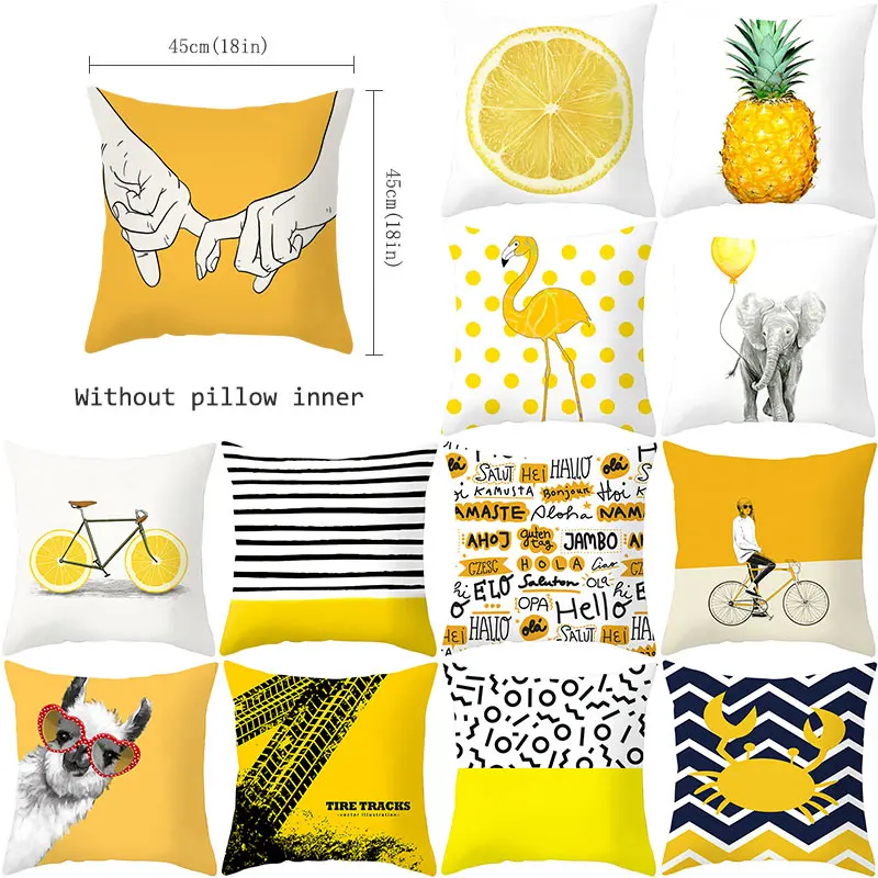 

YWZN Pineapple Leaf Yellow Throw Pillow Case Yellow Pineapple Decorative Pillowcase Polyester Pillow Cover kussensloop