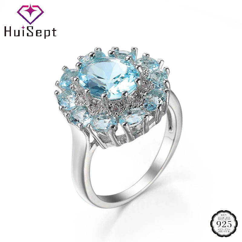 Купи HuiSept Trendy Rings 925 Silver Jewelry with Zircon Gemstone Accessories for Women Wedding Party Engagement Gift Ring Wholesale за 296 рублей в магазине AliExpress