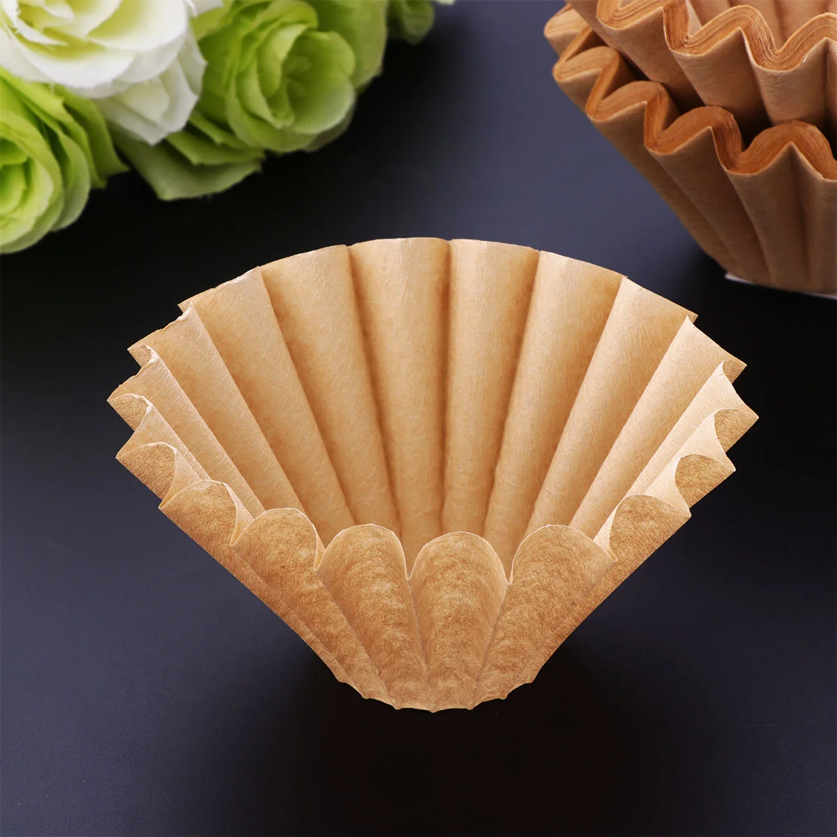 

50PCS Unbleached Coffee Filter Natural Paper Cones Cups Coffee Strainer Tool for Coffee Machine (Wood Color)