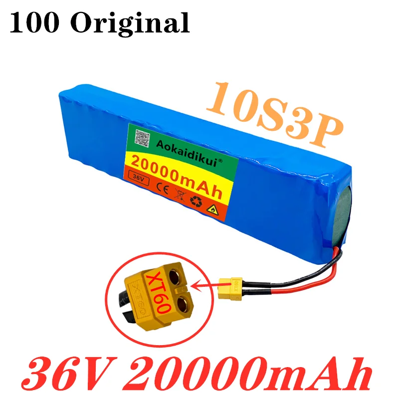 Аккумулятор 10S3P 36 В для электровелосипеда, аккумулятор 18650, литий-ионная батарея 500 Вт, высокая мощность и большая емкость, Разъем XT60