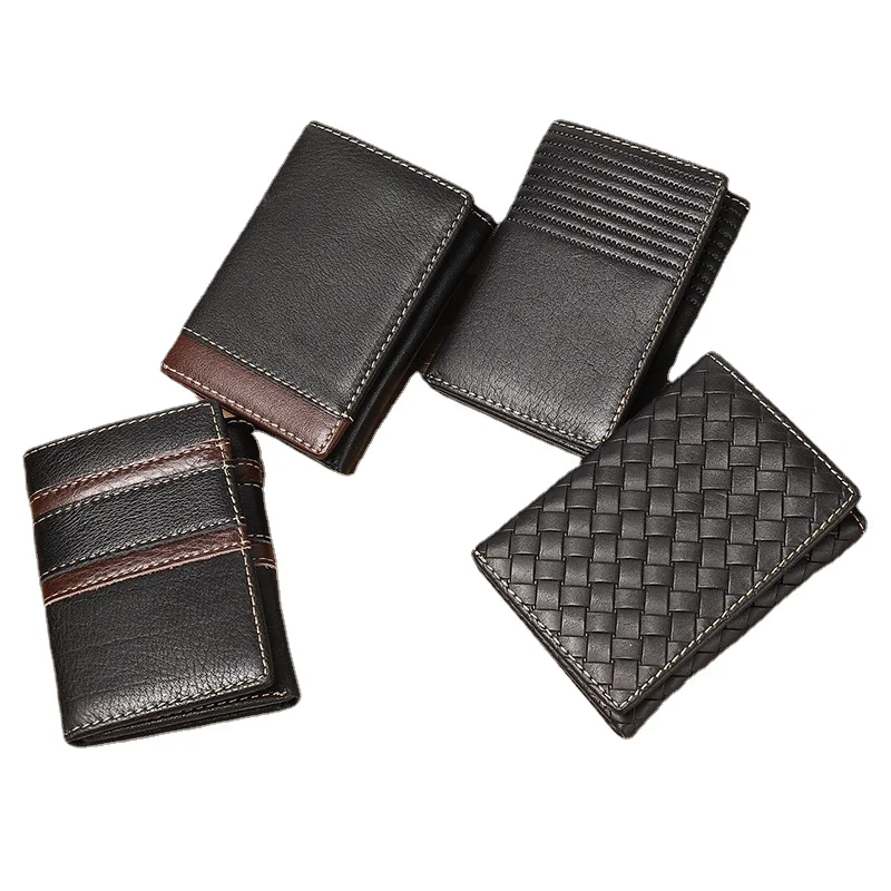 

Mini Wallet RFID Blocking Genuine Leather Wallet for Men and Women Vertical Short Business ID Credit Card Holder Purse