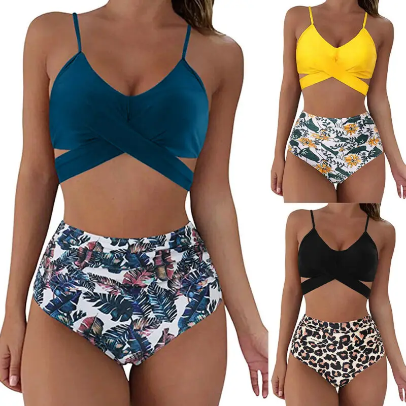 Купальник женский из двух предметов с высокой талией пикантный топ на тонких