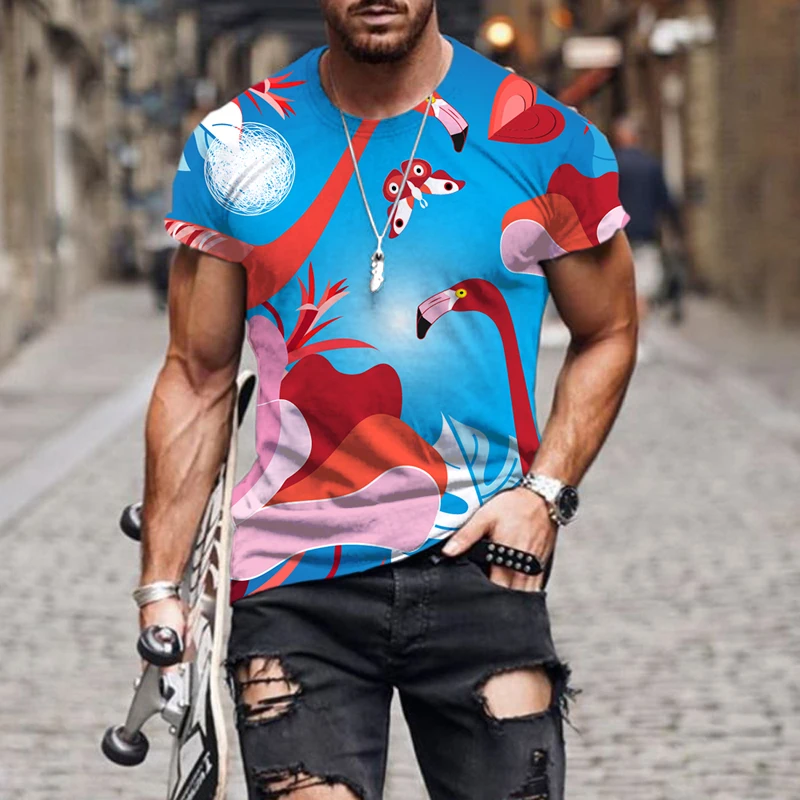 

Harajuku Oversized Men/Women/ Short Sleeve Unisex Hip Hop 3D T-shirt Unisex Personality Short Sleeve Funny Cartoon Coral Tee