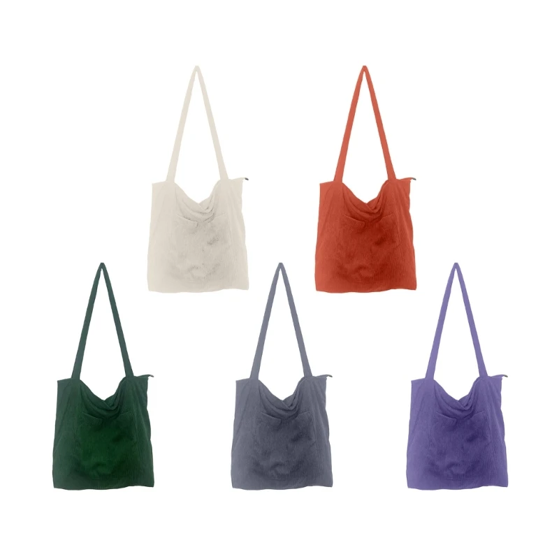 

Elegant Corduroy Handbag with Pocket Large Shoulder Bag for Organized Storage