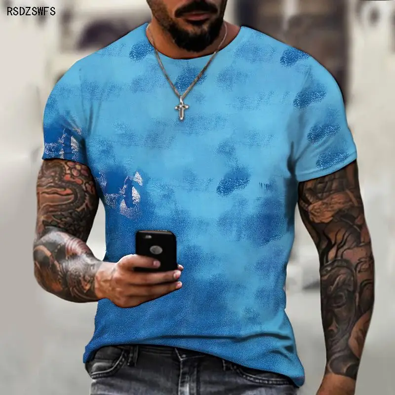 

2021 European and American style summer men's painted stitching hip-hop funny and interesting T-shirt shirt men's O-neck