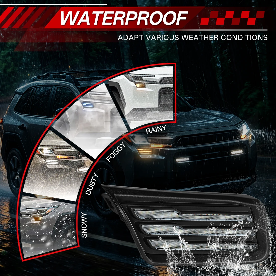 Трехцветные ДХО для Toyota RAV4 RAV-4 Woodland 2026: Дневные ходовые огни, декоративная накладка на передние фары, лампа дневного света, автомобильные аксессуары (art.: 3920da345300d) - 3920da345300d