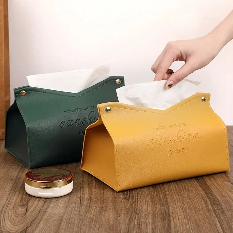 

Скандинавская большая коробка для салфеток, кожаный ящик для хранения, коробка для салфеток для спальни, кухни, держатель для украшения дом...