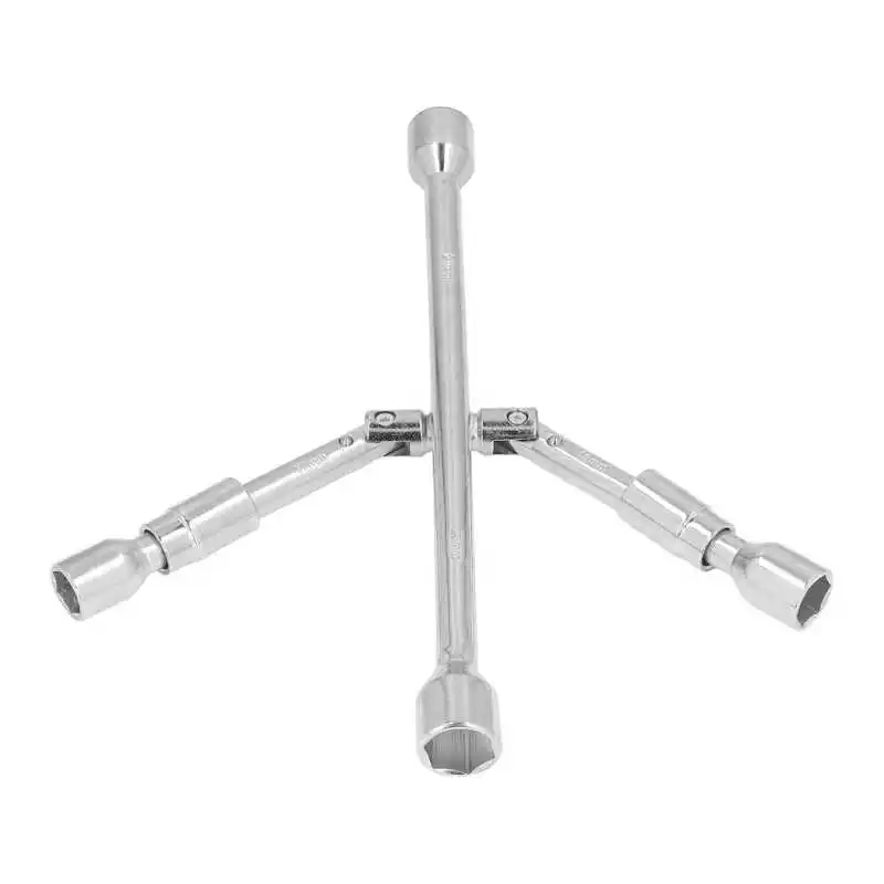 

14in Wrench 4 Way High Carbon Steel 180° Foldable Lug Socket Spanner for Car Repair