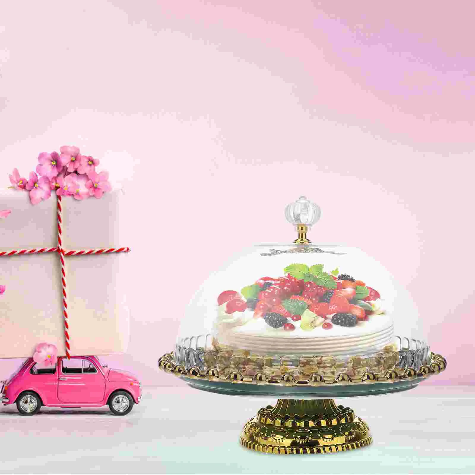 

Cake Stand Dome Display Tray Dessert Cover Plate Cupcake Ceramic Lid Footed Serving Wedding Dish Round Cheese Holder Tall Fruit