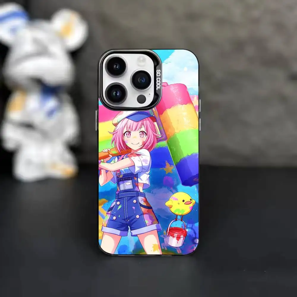 Фото Чехол для телефона Wonderhoy PJSK Cute Emu Otori с градиентным серебристым дизайном для iPhone 17, 16, 15, 14, 12, 13, 11 Plus, Pro Max, XS №5