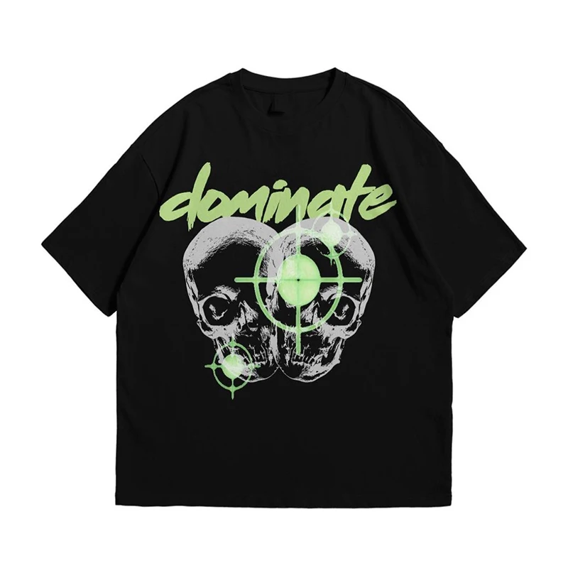

DomiNate Skeleton Print Men's Y2K T-shirts Summer Casual Stylish And Round Neck Short Sleeve Tee Shirts Unisex Street Tees Tops