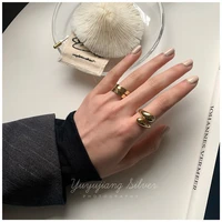 korean fashion ins goldsilver simple cold spiral ring adjustable ring for womens jewelry wedding party gift couple rings