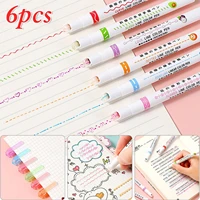 6pcs highlighter pen set quick drying colorful curve fluorescent markers highlighters pens art marker hand creative marker pens