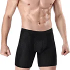 Трусы-боксеры мужские сетчатые, шелковые дышащие шорты, пикантное нижнее белье