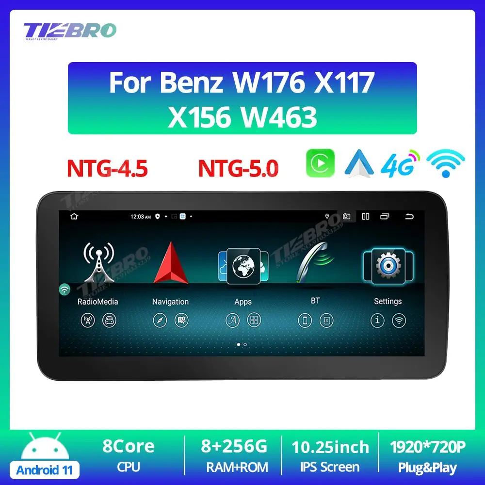 

Автомагнитола TIEBRO 10,25 дюйма для Mercedes Benz W176 X117 X156 W463 2013-2018 NTG 4,5 5,0 мультимедийный плеер GPS Carplay головное устройство FM