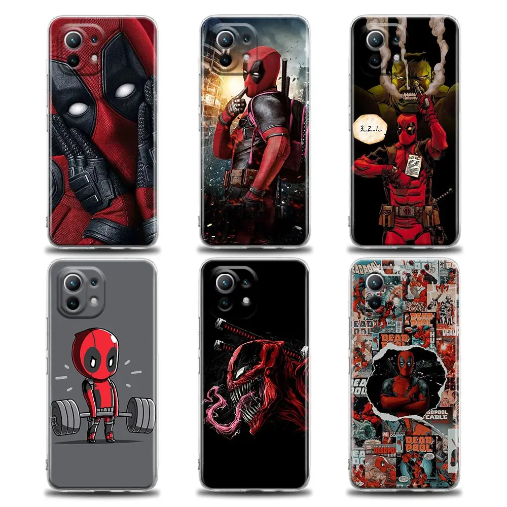 

For Xiaomi Mi 10 11 11T Pro Lite 12X POCO X3 F3 NFC Case Clear Soft Cover Deadpool Marvel Hero Phone Case For Redmi 9 9A 10