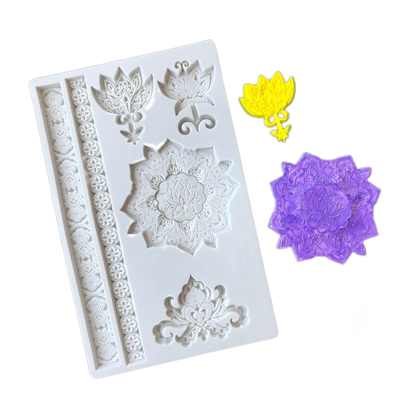 

Retro Lotus Embossed Anchor Decoration Mold European Mirror Frame Silicone Mold Fondant Chocolate Cake Decoration Baking Mould