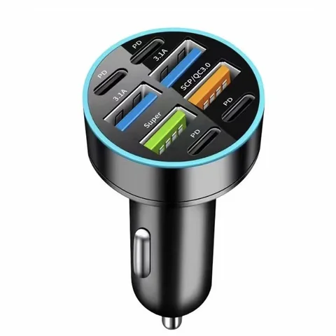 UYUXIO 8 в 1 USB C Автомобильное зарядное устройство для телефона 4 USB A 4 PD Адаптер для сверхбыстрой зарядки для iPhone iPad Samsung OPPO Oneplus Huawei Vivo