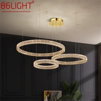 86light modern pendant light luxury crystal three rings led fixtures decorative living room round chandeliers