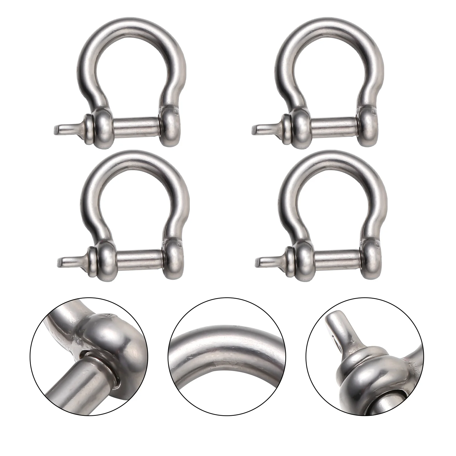 

4 Pcs Bow Buckle Metal Shackles Truck Winch The Chain Stainless Steel Heavy Duty