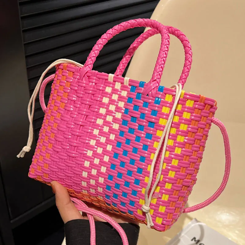 

Brand Design Weave Handbag For Women Straw Colorful Clutch Small Basket Bags Ladies Crossbody Bag Summer Female Shoulder Bag