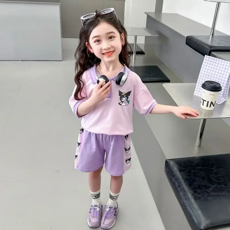 Детский спортивный костюм Sanrio Kuromi с лацканами аниме свободный для отдыха милый