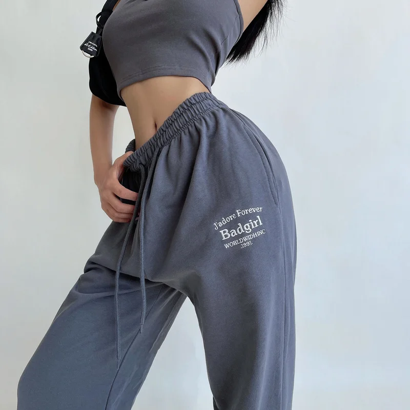 

Autumn Women korean New Casual Pants BSweatpants Fashion Printed Letters Wide Leg Pants Workout Trousers Korean Girl U7SP