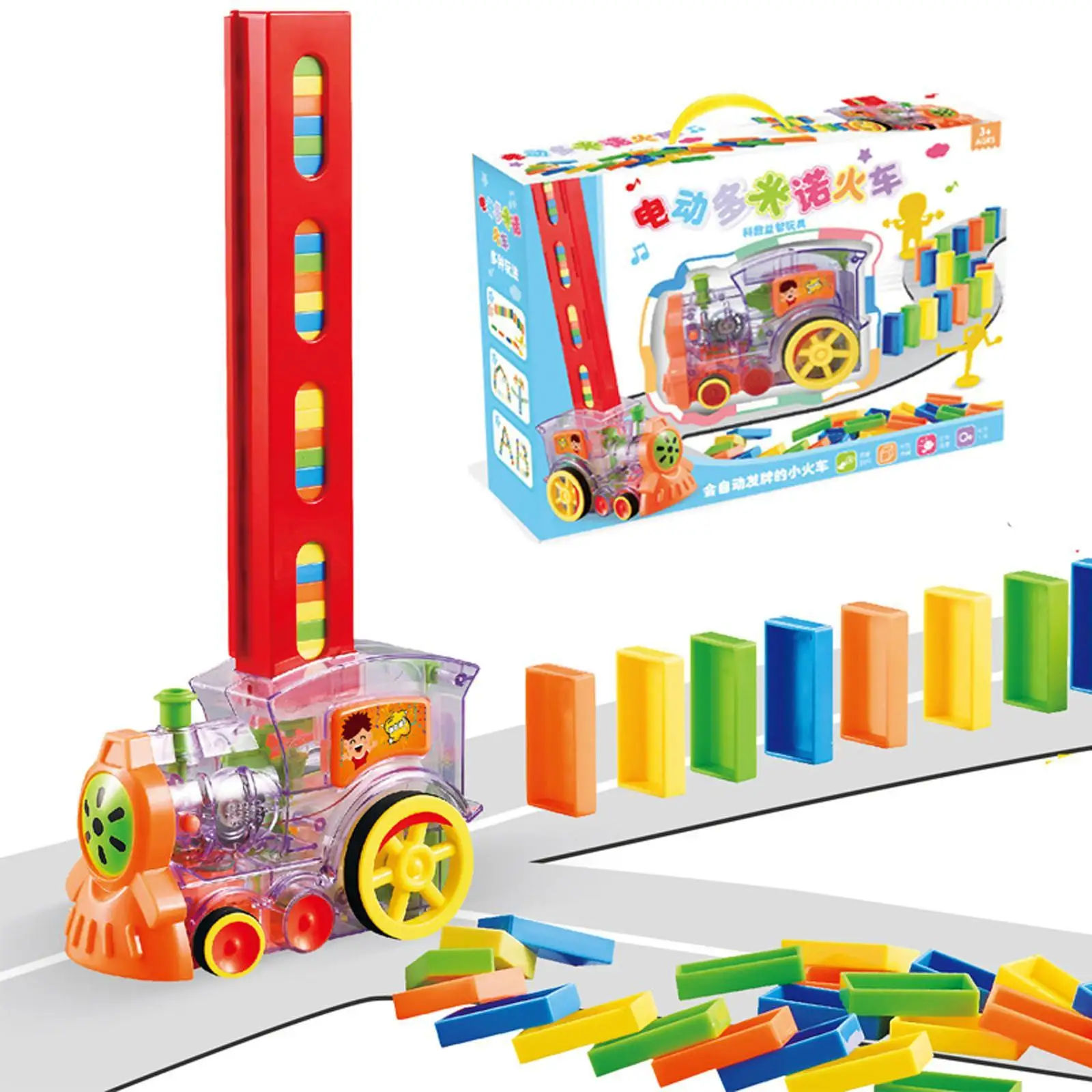 

Domino Train Car Set Sound Light Automatic Laying Domino Brick Colorful Dominoes Blocks Game Educational DIY Toy Gift for Kids