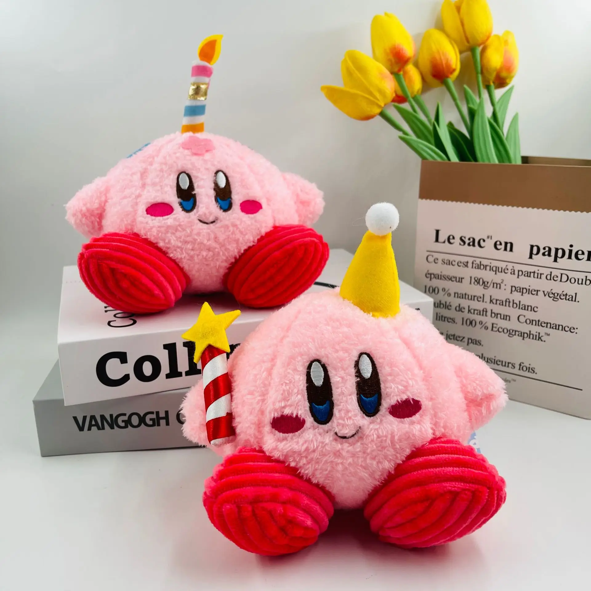 

11 см, мультяшный розовый Kirby, милый торт, свеча, дизайнерские украшения, игрушки, кавайная кукла для друзей, девочек, день рождения, Креативные украшения, подарки