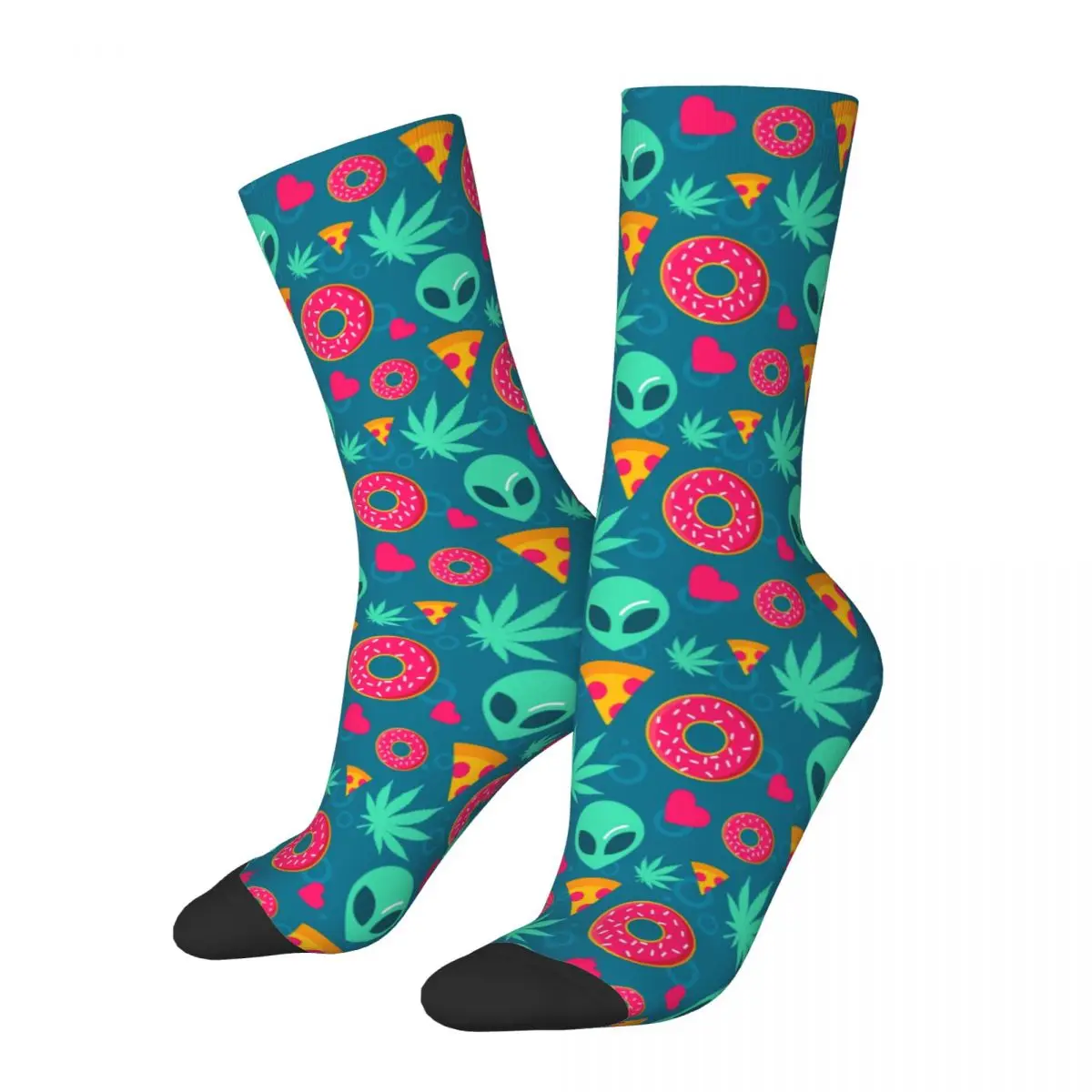 

Alien Pizza Cannabis Weed Pattern Socks Men's Women's Polyester Socks Spring Summer Autumn Winter Middle Tube Socks Gifts