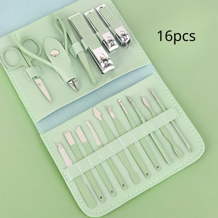 

4-16pcs/set Nail Cutter Set Stainless Steel Nail Clippers Set With Folding Bag Manicure Cutter Kits Scissors Makeup Beauty Tool
