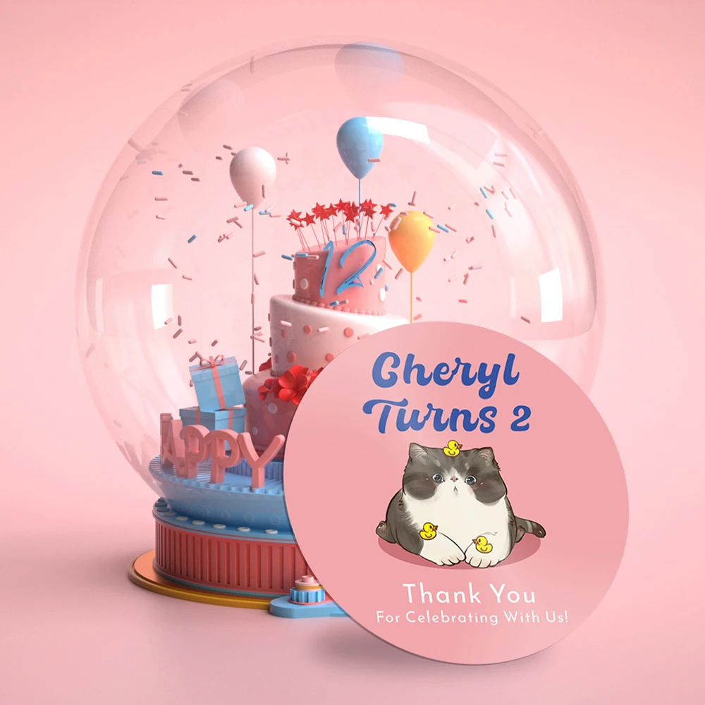 

Pet Birthday Personalized Round Circle Lable Thank You Stickers Custom Pet Birthday Sticker House Pet Name Stickers