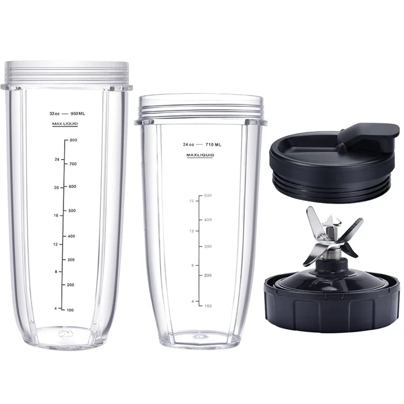 

Blender Spare Parts 32Oz&24Oz Cup And With Lids, 7 Fins Extractor Blade, For Nutri Ninja BL480-30 BL483-30