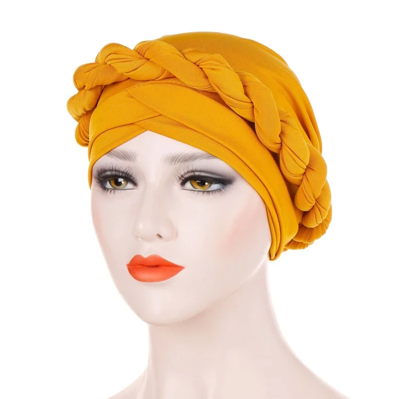 KepaHoo-turbante trenzado de cáñamo para mujer musulmana, pañuelo para la cabeza, gorros de quimio y cáncer, Bandanas para envolver la cabeza, accesorios para el cabello