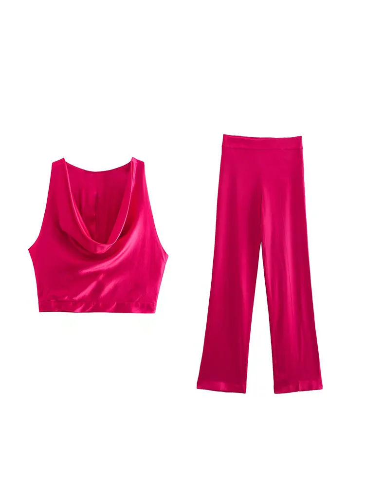 

Женская летняя коллекция 2022, новый модный Шикарный ретро стиль, повседневный тонкий однотонный красный пуловер без рукавов, укороченная фу...