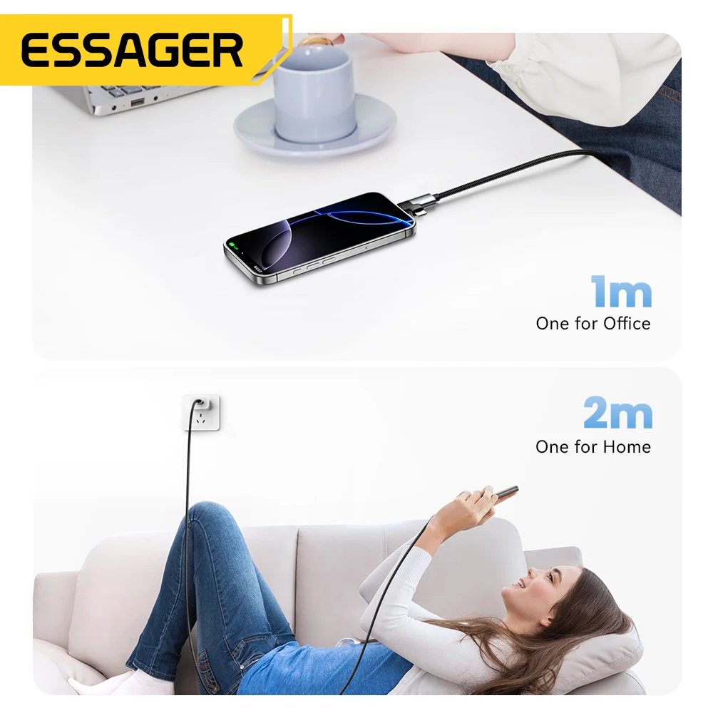 Фото Essager 2 в 1 USB C-кабель 65 Вт PD для быстрой зарядки типа C/USB A к микрокабелю для iPhone Samsung Xiaomi Huawei Redmi iPad Macbook №5