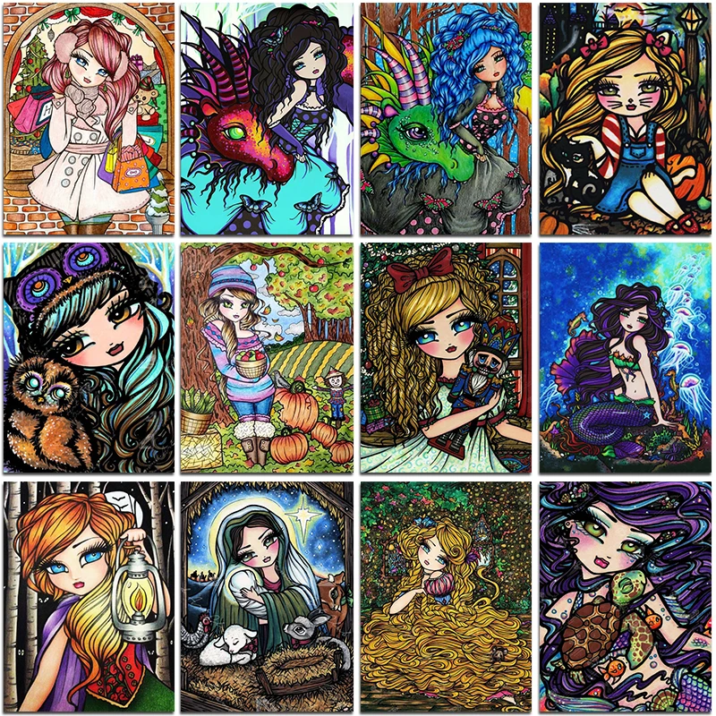 

Cartoon Girl Anime Lady 5D DIY Diamond Painting Cross Stitch Kit Full Round Embroidery Mosaic Art Pictures of Rhinestones