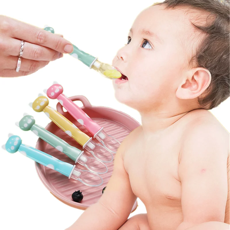 

1pc Cute Cartoon Pig Face Handle Baby Tableware Spoon for Infant Children Feeding Flatware Soft Training Spoons