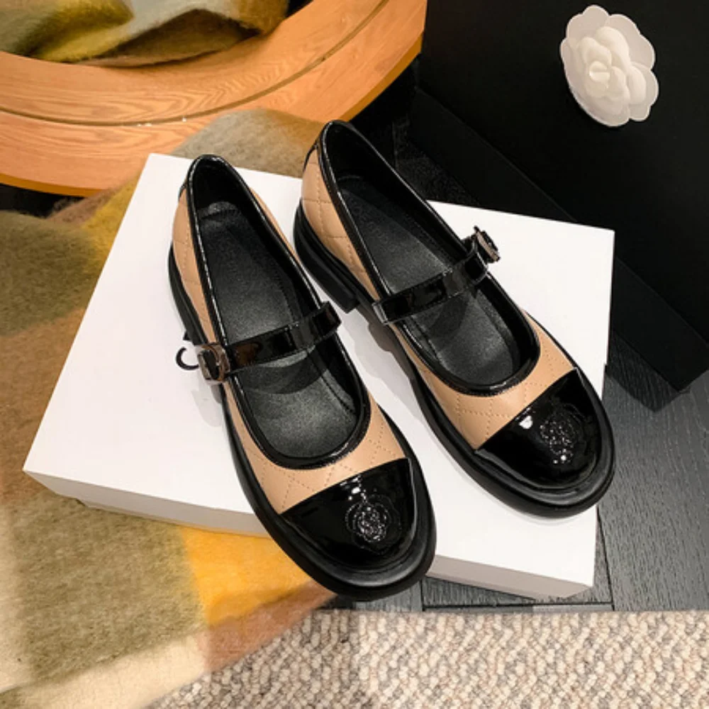 2024 новые женские туфли Мэри Джейн из коровьей кожи на плоской подошве модные в