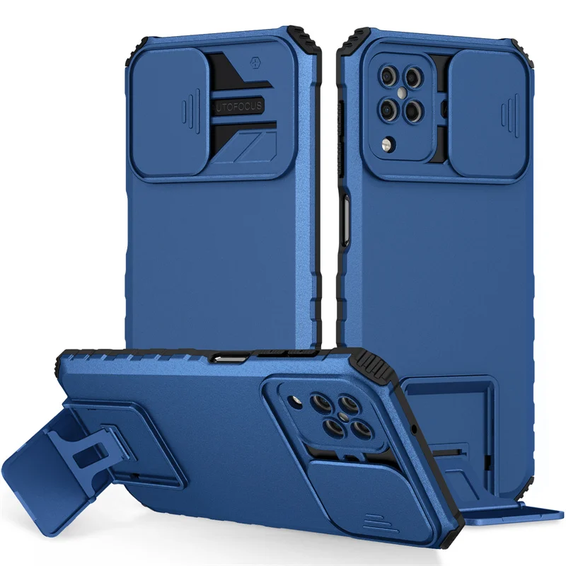 

Чехол для Samsung Galaxy M12, защитный чехол с нажимной кнопкой для камеры Samsung M12 M 12, Противоударная армированная задняя крышка с подставкой