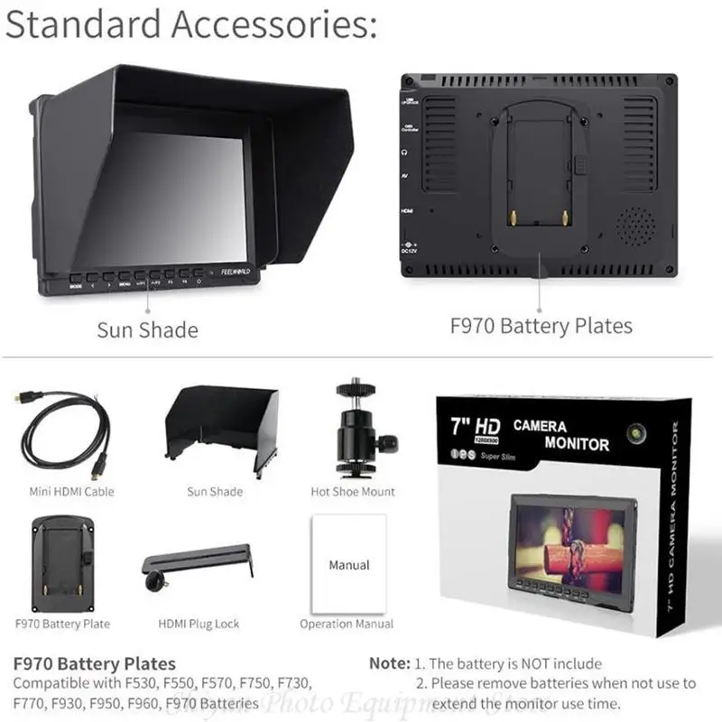 7-дюймовый IPS-монитор Feelworld FW759 с разрешением 1280x800 HD для цифровой зеркальной камеры