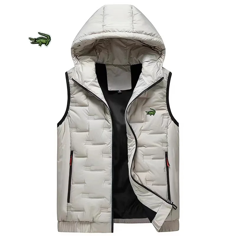 

Vest Jacket Thickened Cotton Jacket High Quality Embroidered Casual for Men's Autumn and Winter Comfort Sleeveless Solid Color