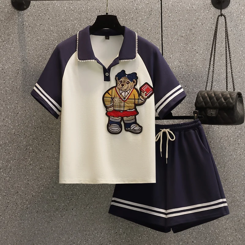 Женский Повседневный костюм-двойка элегантный белый топ с мультяшным принтом и