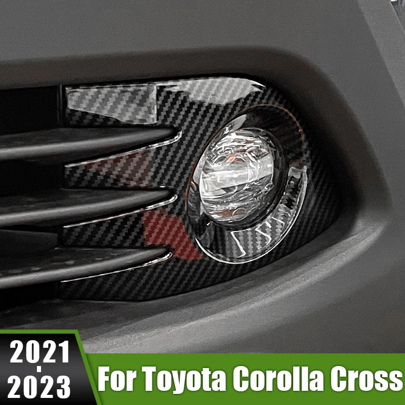 

For Toyota Corolla Cross XG10 2021 2022 2023 Hybrid Car Under Front Bumper Fog Light Frame Lamp Shade Grill Cover Bezel Stickers