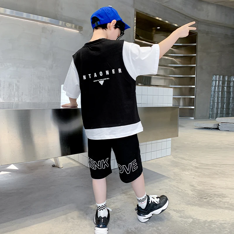 Baby Boys Summer Clothing Sports Sets Loose T-shirt+Short Pants 2pcs Suits Boys Tarcksuit Clothes 4 5 6 7 8 10 11 13 14 Years