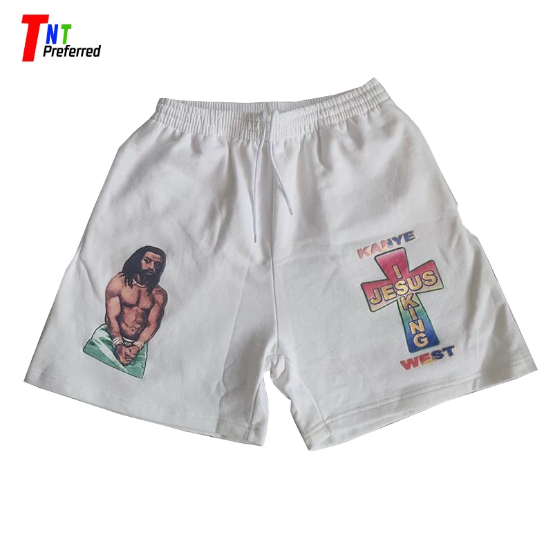 

Summer Oversized Shorts Kanye with the Same Cross Print Sports Shorts men's and women's Quick-drying Breathable Five-point Pants