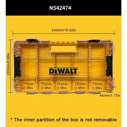 DEWALT N 542474   Большой прочный чехол, отвертка, штабелируемая комбинированная коробка для бит, ящик для хранения деталей, аксессуары для ручных инструментов