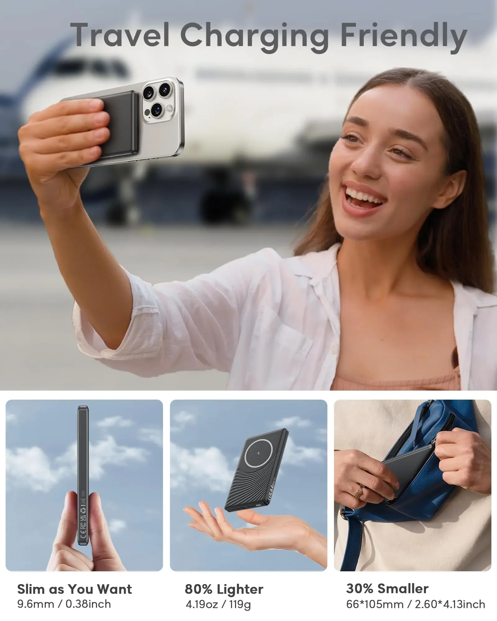 Для аккумуляторной батареи Magsafe тонкий магнитный беспроводной портативный блок